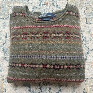 Polo by Ralph Lauren Green and Red Crewneck Sweater